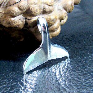 Solid 925 Sterling Silver Whale Tail Slide Pendant - Ocean Lover's Jewelry Charm